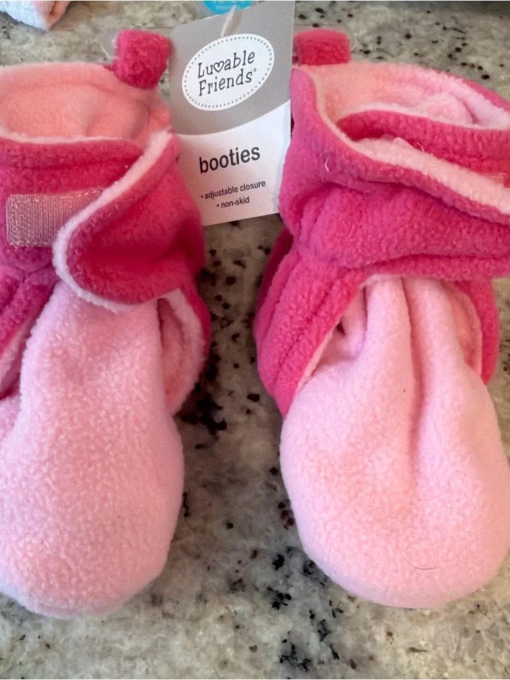 PatPat Pink Two-Tone Fleece Baby Booties